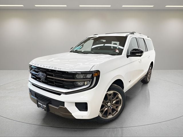 2026 Ford Expedition Max King Ranch in Star White Metallic Tri-Coat — front three-quarter view